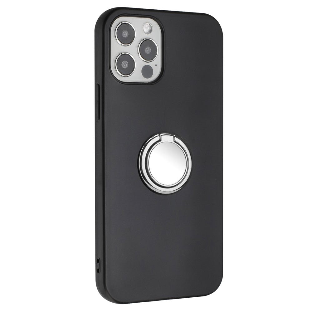 Til iPhone 12 Pro Max 6,7 tommer mat cover, TPU-cover mobiltelefonetui med ringholder og støttefod