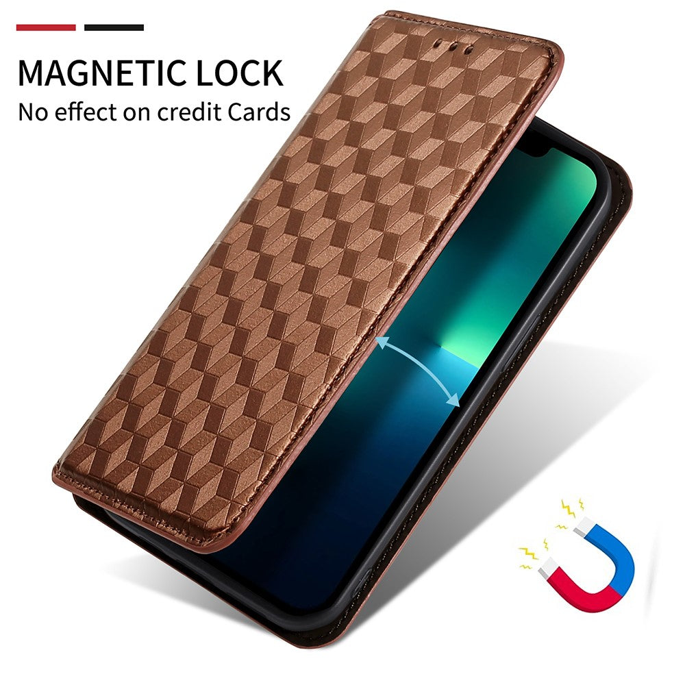 Wallet Case for Oppo Find X6 Imprinted Rhombus Pattern PU Leather+TPU Stand Phone Cover