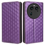 Wallet Case for Oppo Find X6 Imprinted Rhombus Pattern PU Leather+TPU Stand Phone Cover