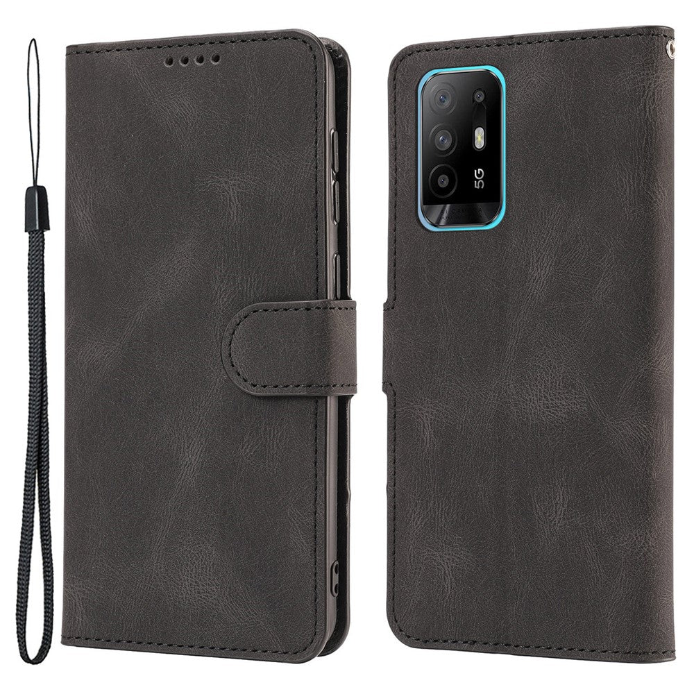Oppo A94 5G / Reno5 Z / F19 Pro+ 5G mobilskal PU-läder Plånboksfodral med stativ och rem