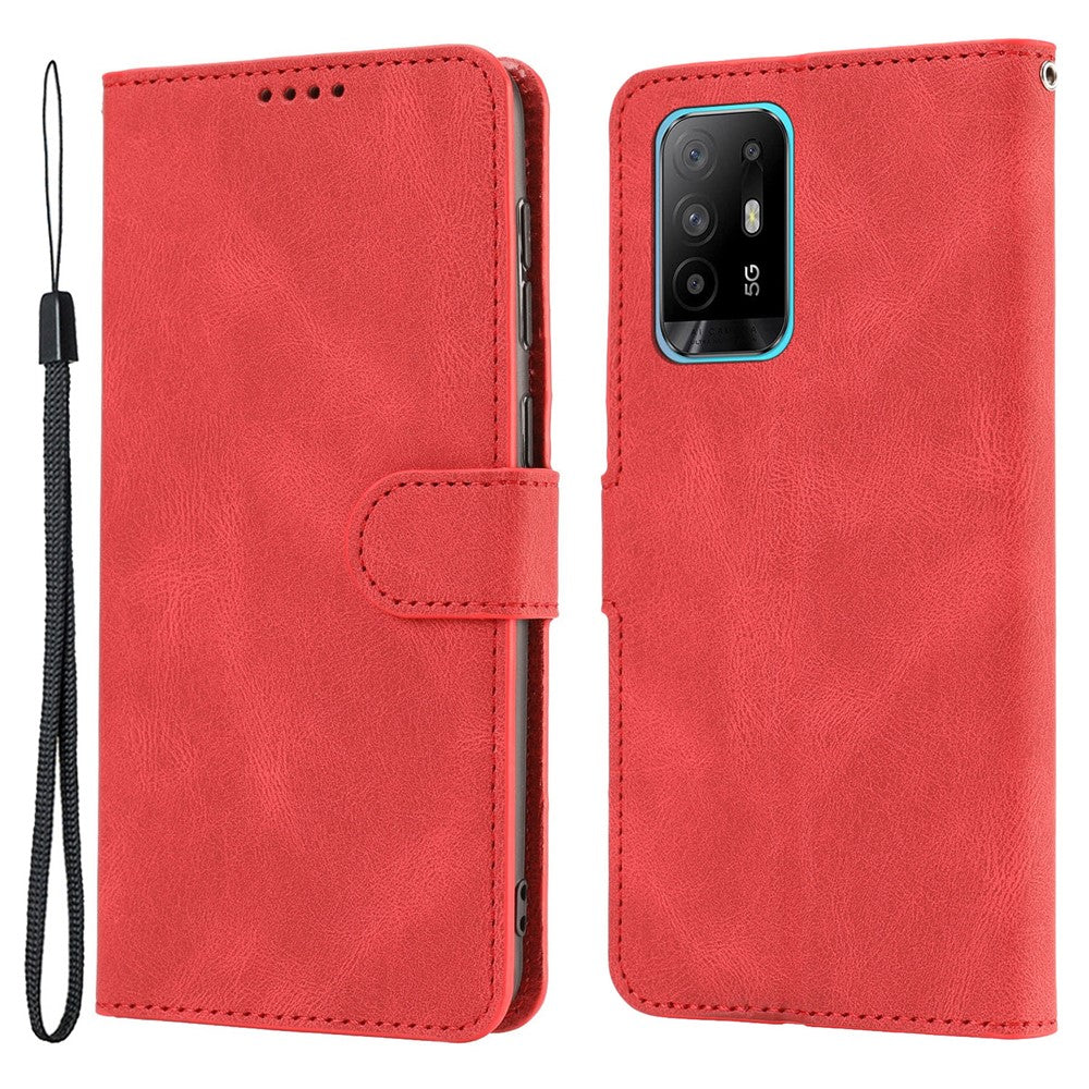 Oppo A94 5G / Reno5 Z / F19 Pro+ 5G mobilskal PU-läder Plånboksfodral med stativ och rem
