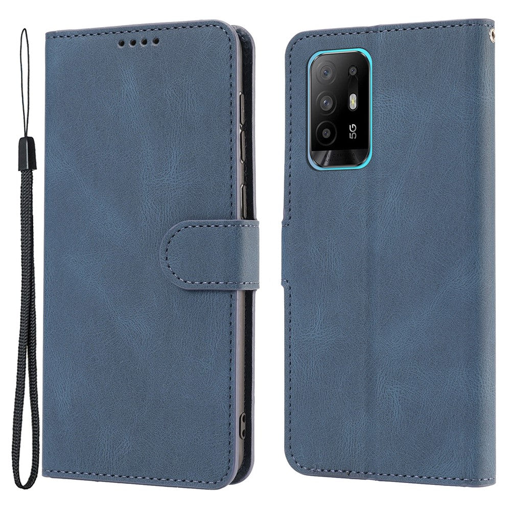 Oppo A94 5G / Reno5 Z / F19 Pro+ 5G mobilskal PU-läder Plånboksfodral med stativ och rem