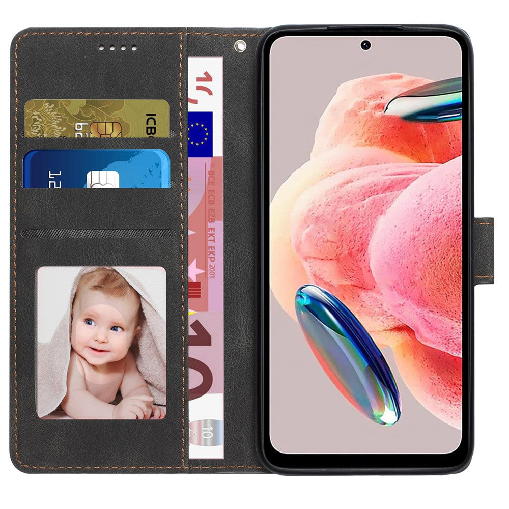 Xiaomi Redmi Note 12 4G PU-läder Folio Flip-fodral Magnetisk stängning Plånboksfodral med stativ