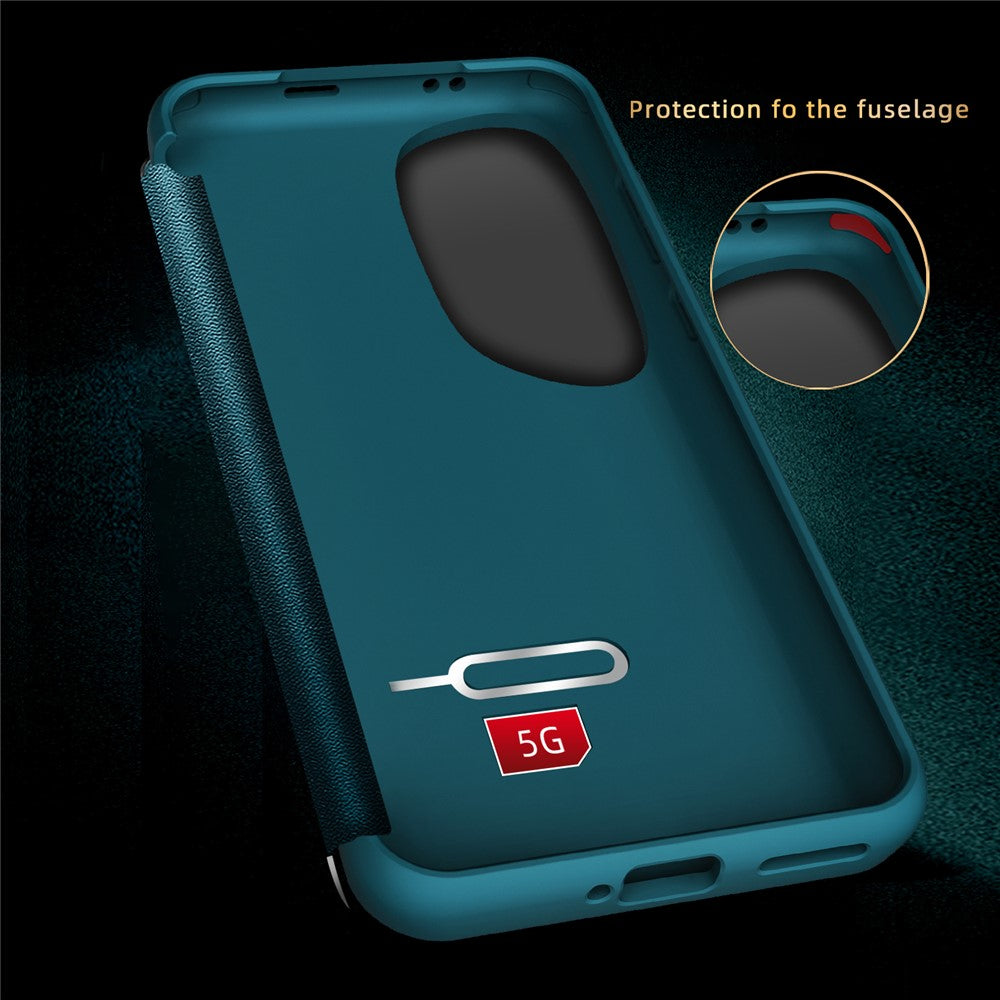 For Huawei P60 Art Phone Case View Window Design Flip Cover Anti-fall PU Leather TPU Acrylic Phone Shell