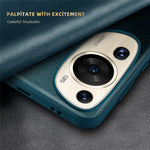 For Huawei P60 Art Phone Case View Window Design Flip Cover Anti-fall PU Leather TPU Acrylic Phone Shell