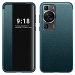 Huawei P60 Anti-Drop-skal View Window PU-läder Flip-fodral TPU Akrylmobilskal