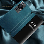 Huawei P60 Anti-Drop-skal View Window PU-läder Flip-fodral TPU Akrylmobilskal