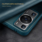Huawei P60 Anti-Drop-skal View Window PU-läder Flip-fodral TPU Akrylmobilskal