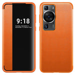 Huawei P60 Anti-Drop-skal View Window PU-läder Flip-fodral TPU Akrylmobilskal