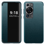 Anti-Fall Phone Case for Huawei P60 Pro View Window Flip Cover PU Leather TPU Acrylic Phone Protector
