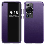 Anti-Fall Phone Case for Huawei P60 Pro View Window Flip Cover PU Leather TPU Acrylic Phone Protector
