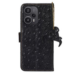 RFID Blocking Phone Case for Xiaomi Redmi Note 12 Turbo / Poco F5 5G , Wallet Stand Genuine Cow Leather Cover