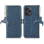 RFID Blocking Phone Case for Xiaomi Redmi Note 12 Turbo / Poco F5 5G , Wallet Stand Genuine Cow Leather Cover