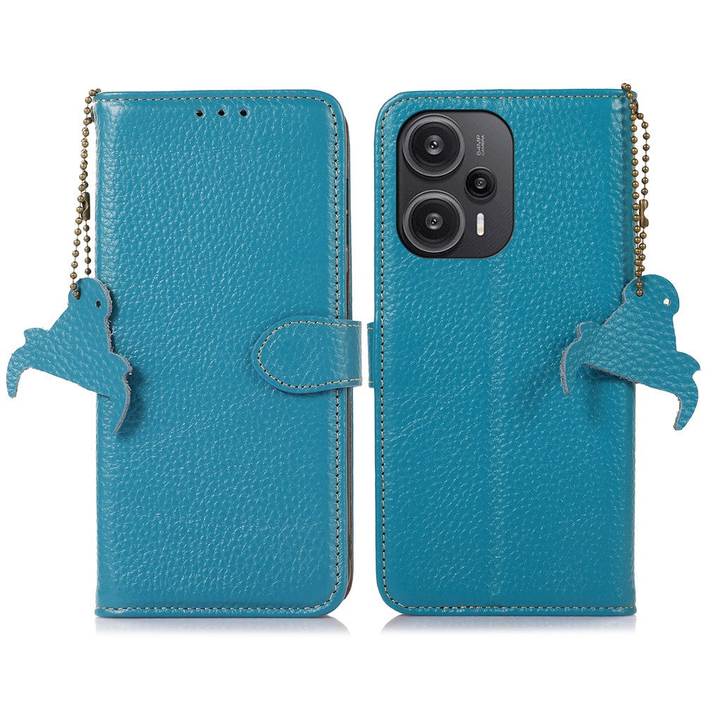 Xiaomi Redmi Note 12 Turbo / Poco F5 5G RFID-blockerande stativplånboksfodral i äkta nötläder