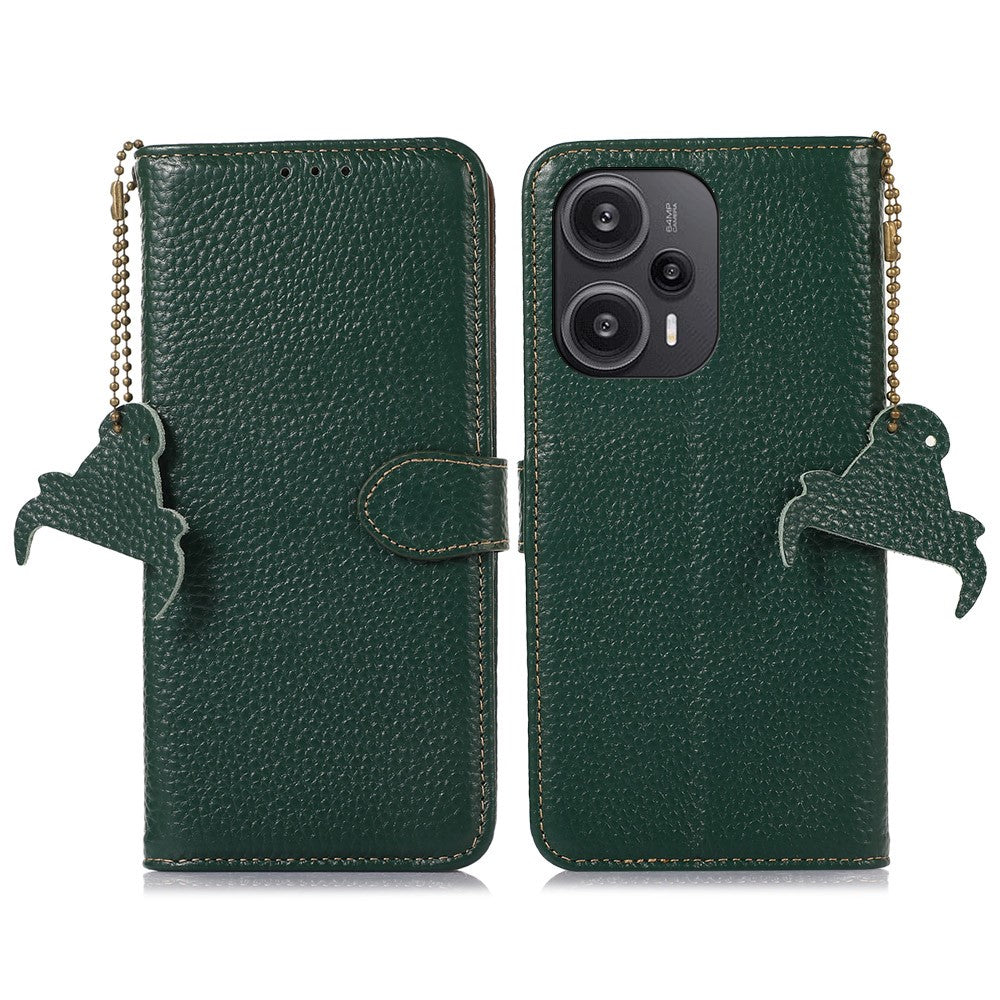 Xiaomi Redmi Note 12 Turbo / Poco F5 5G RFID-blockerande stativplånboksfodral i äkta nötläder