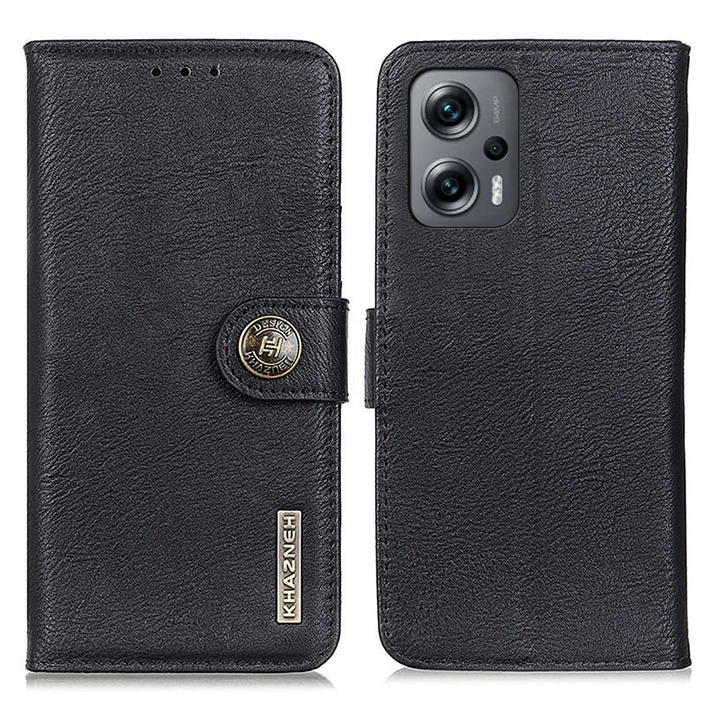 KHAZNEH För Xiaomi Redmi Note 12 Turbo / Poco F5 5G Stativ Plånboksfodral i Läder med Kohudtextur mobilskal