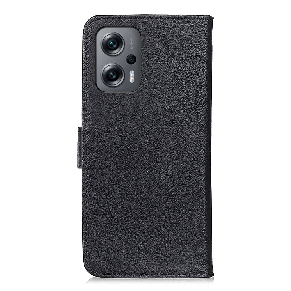 KHAZNEH För Xiaomi Redmi Note 12 Turbo / Poco F5 5G Stativ Plånboksfodral i Läder med Kohudtextur mobilskal