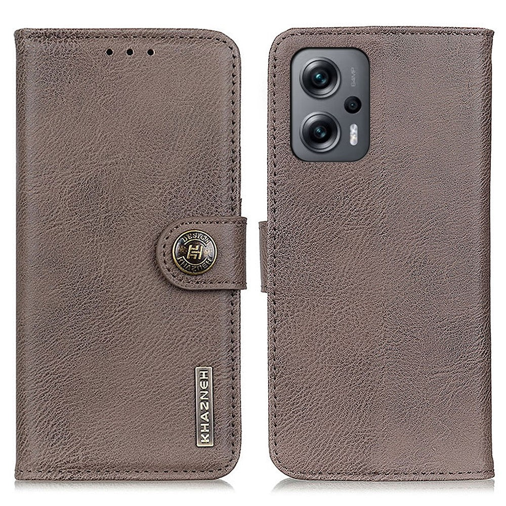 KHAZNEH För Xiaomi Redmi Note 12 Turbo / Poco F5 5G Stativ Plånboksfodral i Läder med Kohudtextur mobilskal