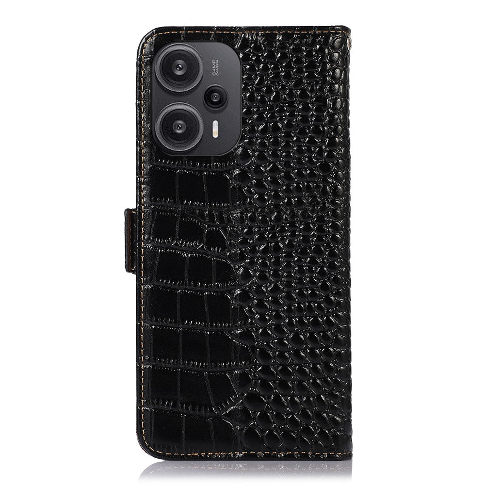For Xiaomi Redmi Note 12 Turbo / Poco F5 5G RFID Blocking Phone Cover Genuine Cowhide Leather Stand Wallet Case