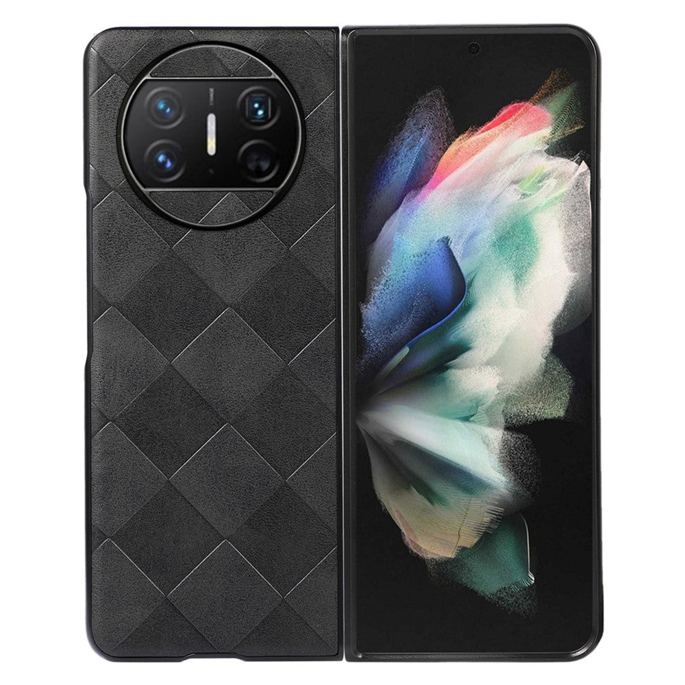 Huawei Mate X3 5G Grid Texture Phone Case Läderbelagt PC Mobilmobilfodral