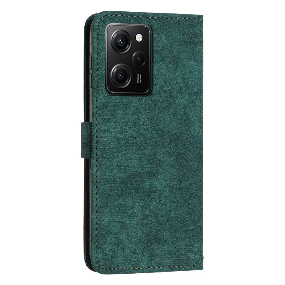 Leather Phone Case For Xiaomi Poco X5 Pro 5G / Redmi Note 12 Pro Speed 5G / Note 12 Pro 5G , Lines Imprinted Wallet Stand Cover