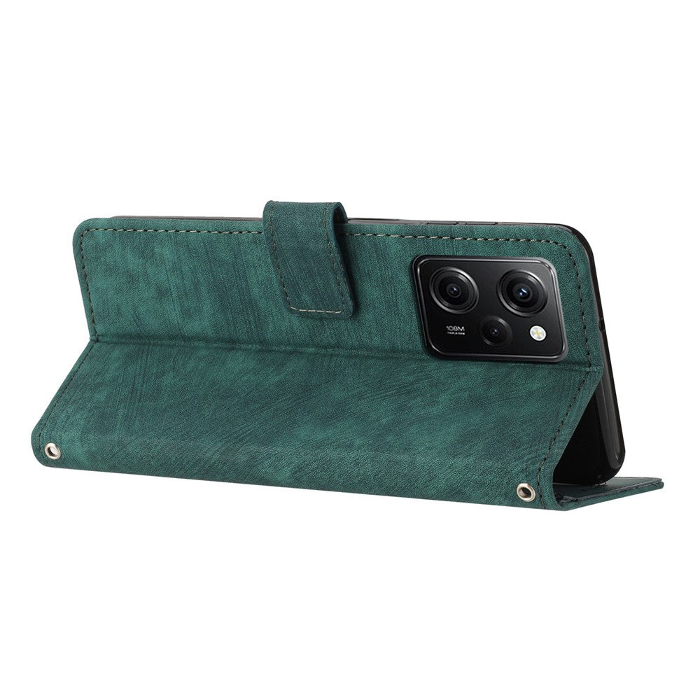 Leather Phone Case For Xiaomi Poco X5 Pro 5G / Redmi Note 12 Pro Speed 5G / Note 12 Pro 5G , Lines Imprinted Wallet Stand Cover