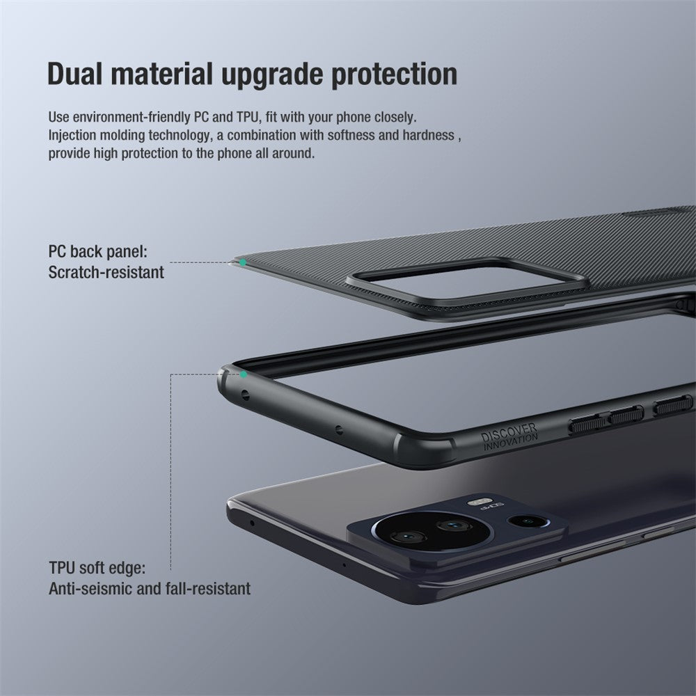 NILLKIN Super Frosted Shield Pro for Xiaomi 13 Lite / Civi 2 5G Matte Phone Case PC+TPU Cell Phone Cover