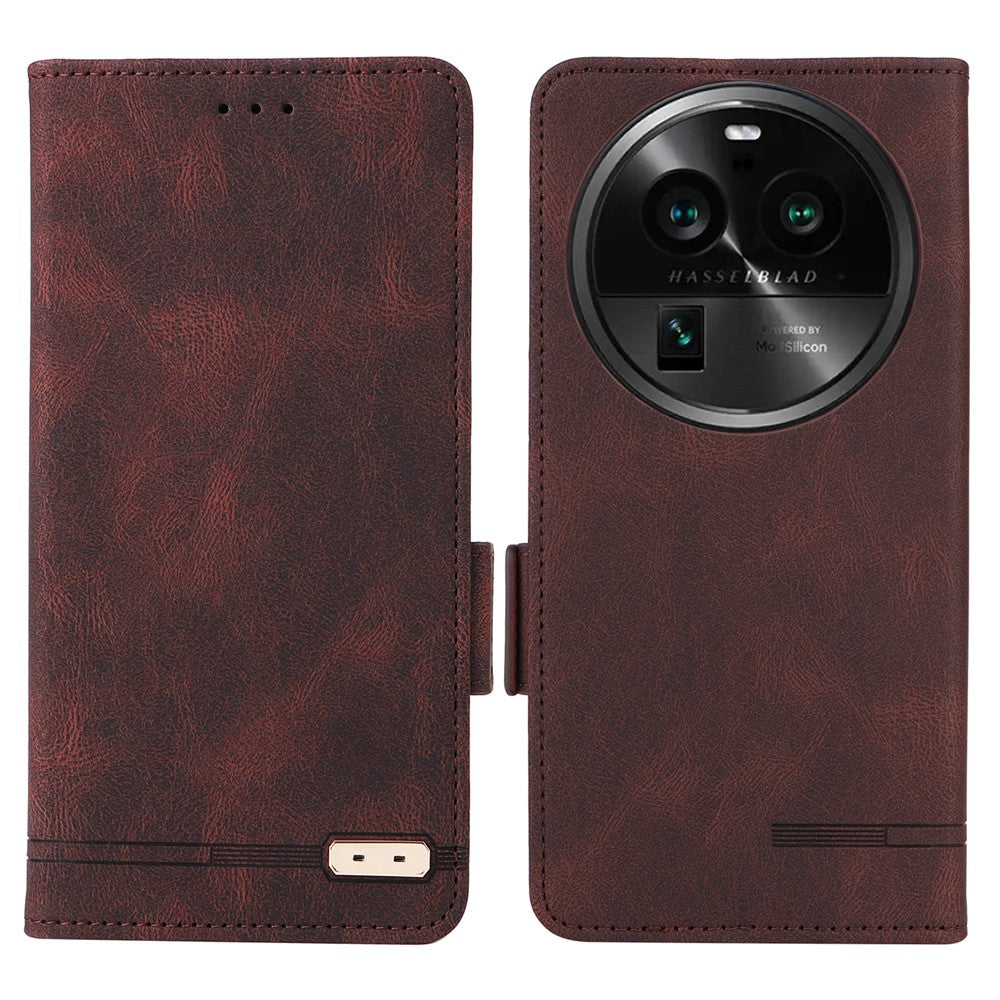 For Oppo Find X6 Pro PU Leather Wallet Phone Case Hardware Decor Folding Stand Cover