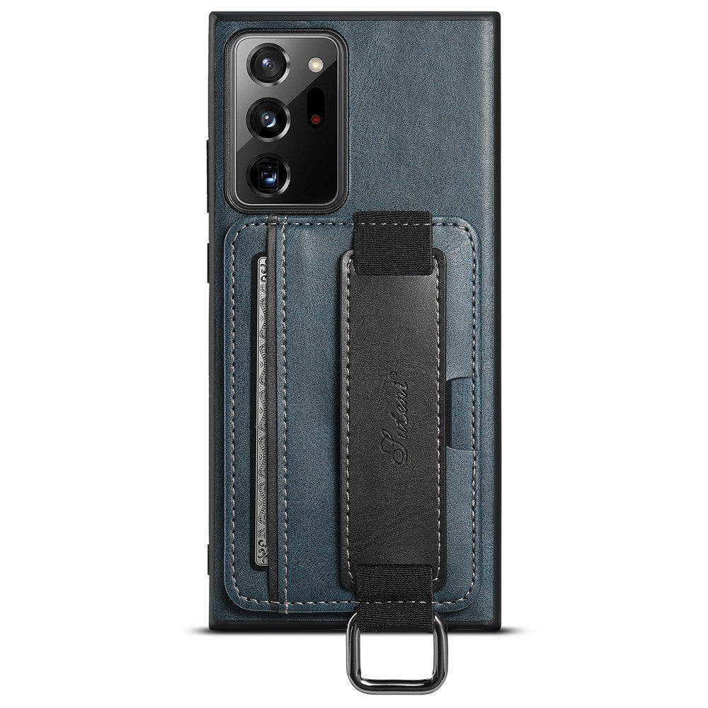 SUTENI H13 För Samsung Galaxy Note20 Ultra / Note20 Ultra 5G Korthållarskal Läderbelagt PC+TPU mobilskal med Stöd och Handrem