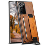 SUTENI H13 För Samsung Galaxy Note20 Ultra / Note20 Ultra 5G Korthållarskal Läderbelagt PC+TPU mobilskal med Stöd och Handrem