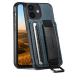 SUTENI H13 til iPhone 12 mini 5,4 tommer kortholderetui med håndrem, støttefod, læderbelagt PC+TPU telefoncover