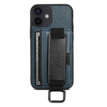 SUTENI H13 til iPhone 12 mini 5,4 tommer kortholderetui med håndrem, støttefod, læderbelagt PC+TPU telefoncover