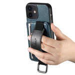 SUTENI H13 til iPhone 12 mini 5,4 tommer kortholderetui med håndrem, støttefod, læderbelagt PC+TPU telefoncover