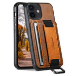 SUTENI H13 til iPhone 12 mini 5,4 tommer kortholderetui med håndrem, støttefod, læderbelagt PC+TPU telefoncover