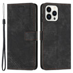 Til iPhone 13 Pro Læder Stand Wallet Telefoncover Hudvenlige Linjer Præget Telefoncover