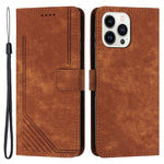Til iPhone 13 Pro Læder Stand Wallet Telefoncover Hudvenlige Linjer Præget Telefoncover