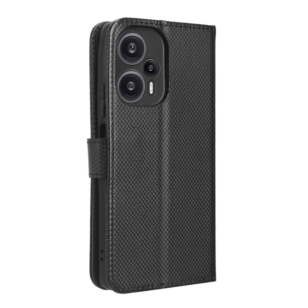 For Xiaomi Redmi Note 12 Turbo 5G / Poco F5 5G Cell Phone Case Stand Wallet Leather Diamond Texture Cover
