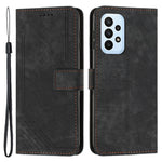 For Samsung Galaxy A52s 5G / A52 4G / 5G Lines Imprinted PU Leather Case Skin-Touch Wallet Phone Cover
