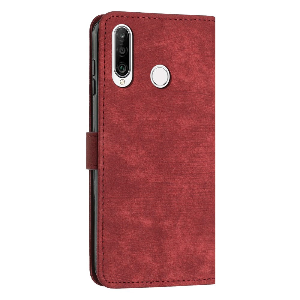 Huawei P30 Lite New Edition / P30 Lite / nova 4e / Honor 20 Lite stativ med tryck, mobilskal i läder, plånbok med skin-touch-funktion.