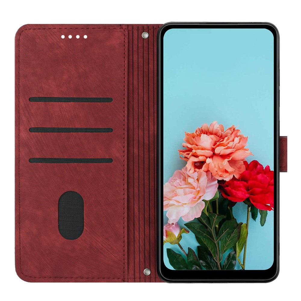 Huawei P30 Lite New Edition / P30 Lite / nova 4e / Honor 20 Lite stativ med tryck, mobilskal i läder, plånbok med skin-touch-funktion.
