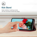 Huawei P30 Lite New Edition / P30 Lite / nova 4e / Honor 20 Lite stativ med tryck, mobilskal i läder, plånbok med skin-touch-funktion.