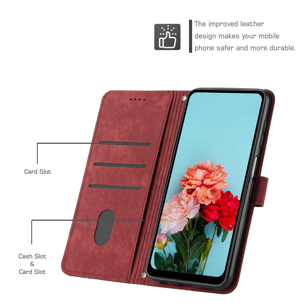 Huawei P30 Lite New Edition / P30 Lite / nova 4e / Honor 20 Lite stativ med tryck, mobilskal i läder, plånbok med skin-touch-funktion.