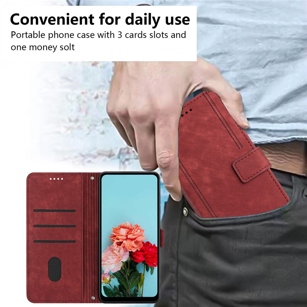 Huawei P30 Lite New Edition / P30 Lite / nova 4e / Honor 20 Lite stativ med tryck, mobilskal i läder, plånbok med skin-touch-funktion.