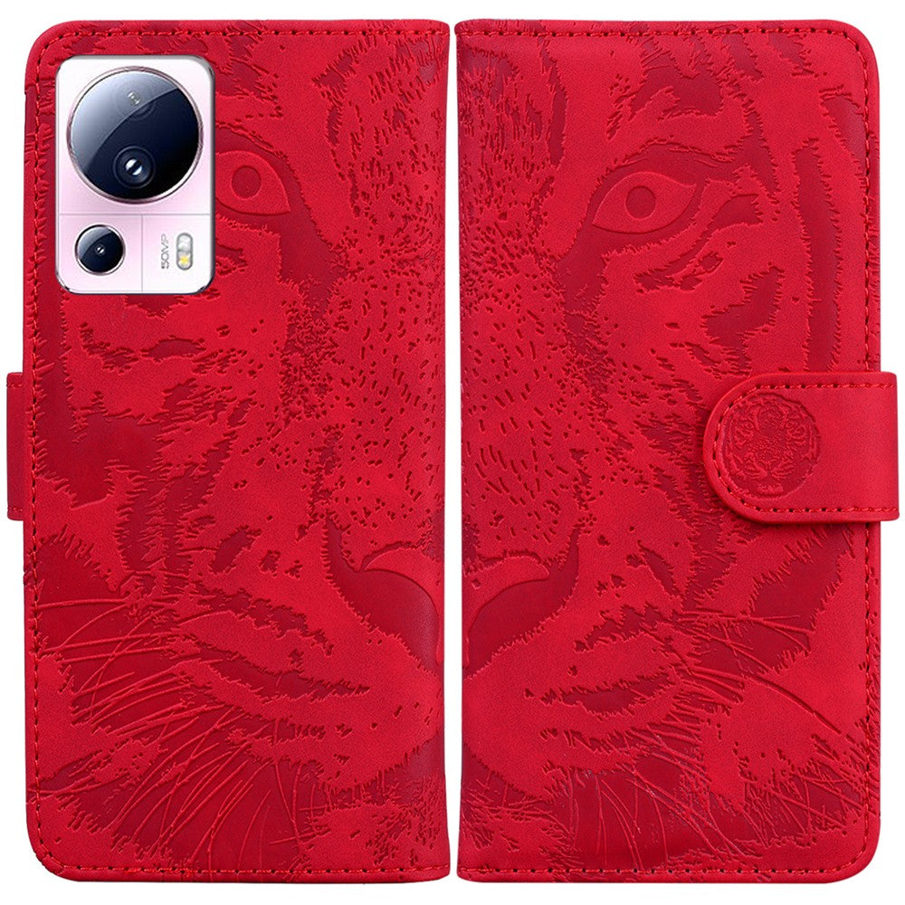 Plånboksfodral för Xiaomi 13 Lite / Civi 2 5G PU-läder med tigertryck, stötsäkert mobilfodral