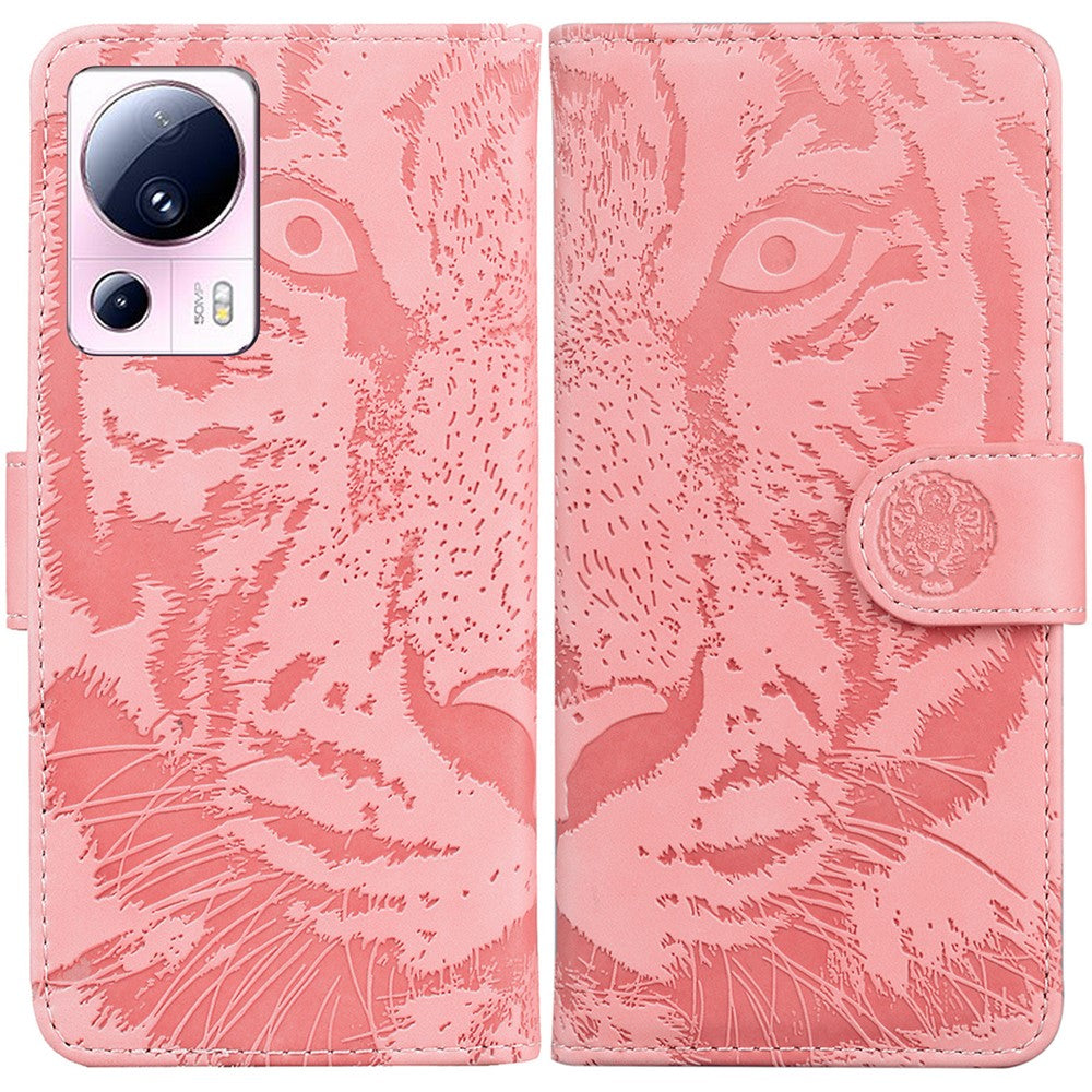 Plånboksfodral för Xiaomi 13 Lite / Civi 2 5G PU-läder med tigertryck, stötsäkert mobilfodral