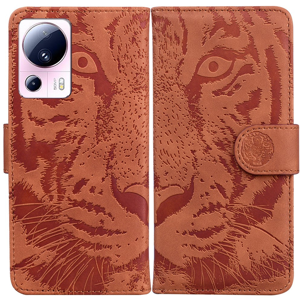Plånboksfodral för Xiaomi 13 Lite / Civi 2 5G PU-läder med tigertryck, stötsäkert mobilfodral