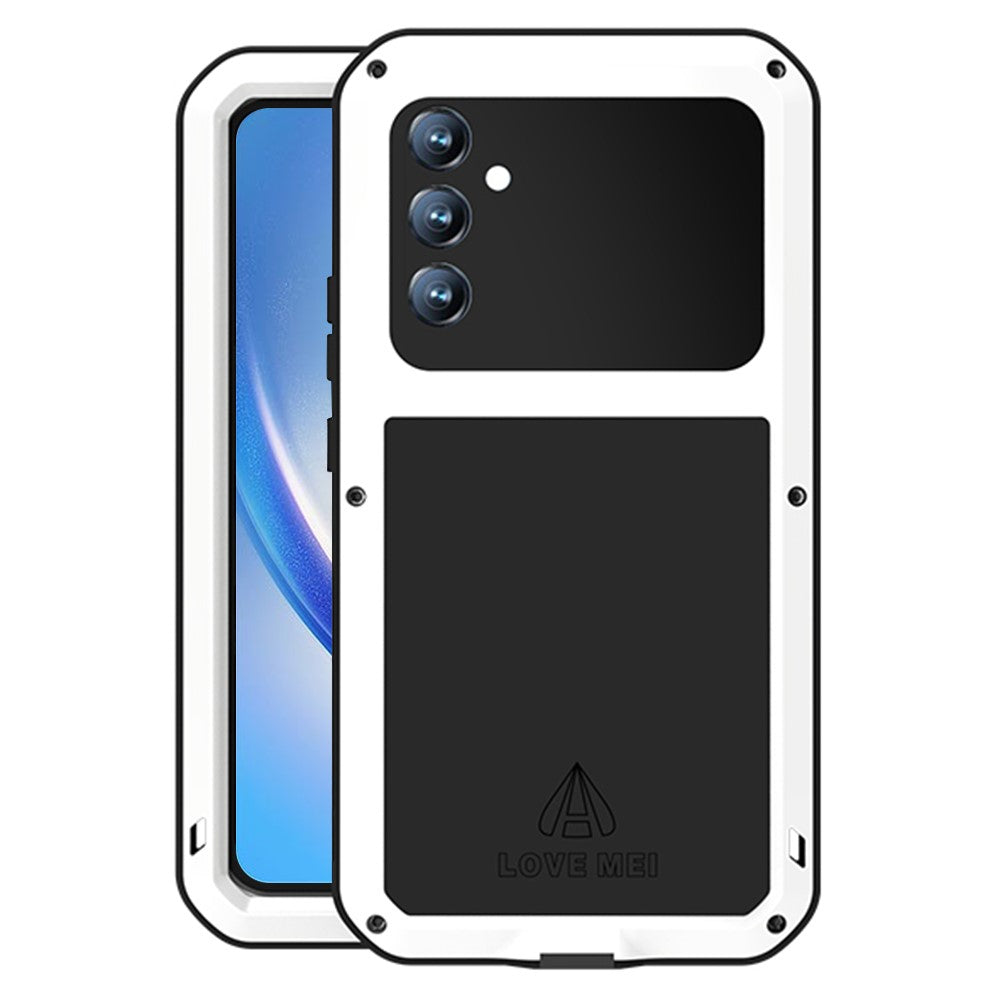 LOVE MEI For Samsung Galaxy A34 5G Silicone + Metal Anti-drop Rugged Phone Case with Built-in Tempered Screen Protector