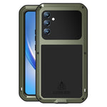 LOVE MEI For Samsung Galaxy A34 5G Silicone + Metal Anti-drop Rugged Phone Case with Built-in Tempered Screen Protector