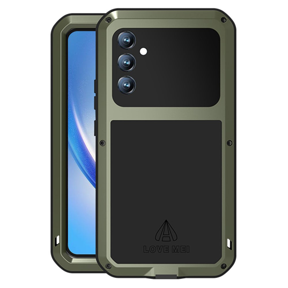 LOVE MEI For Samsung Galaxy A34 5G Silicone + Metal Anti-drop Rugged Phone Case with Built-in Tempered Screen Protector