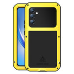 LOVE MEI For Samsung Galaxy A34 5G Silicone + Metal Anti-drop Rugged Phone Case with Built-in Tempered Screen Protector